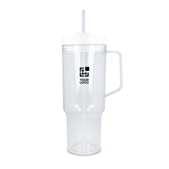 Thermobecher 1 l mit Griff und Strohhalm, dicht