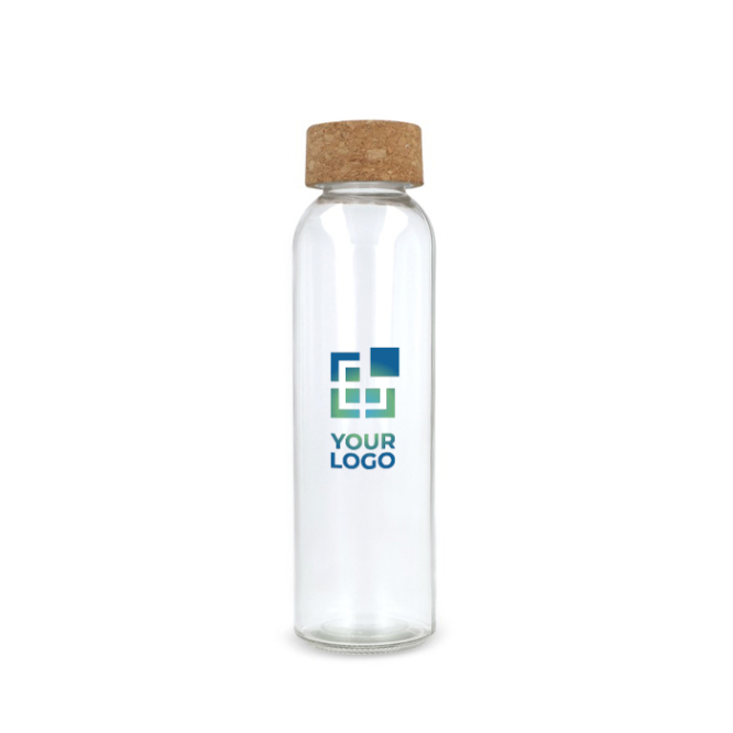 Trinkflasche aus recyceltem Glas mit Korkverschluss, 500 ml