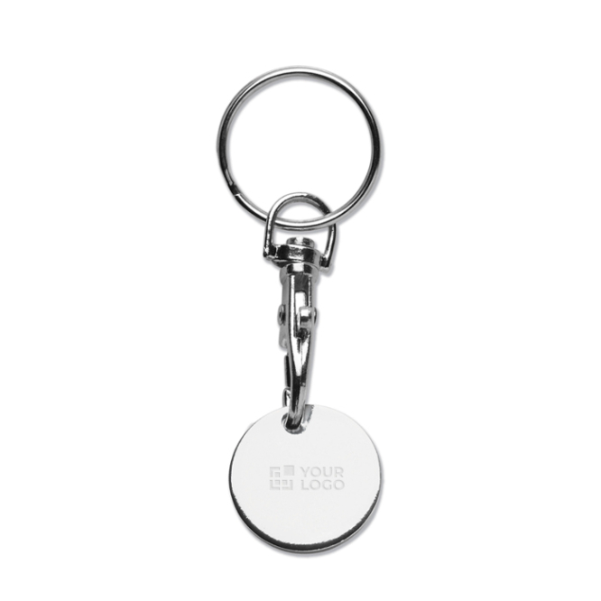 Runder Metall-Schlüsselanhänger mit Einkaufswagenchip