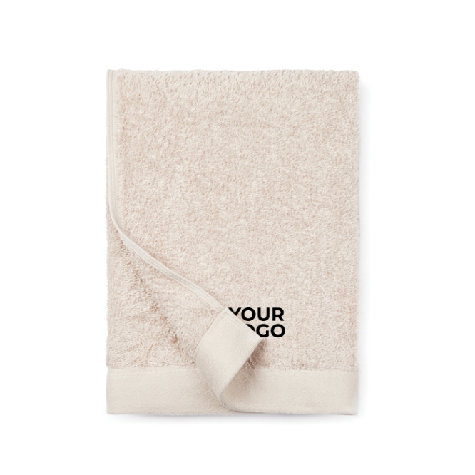 Handtuchset aus Baumwolle und Tencel, 70 cm x 140 cm, mit Logo, Farbe Schwarz