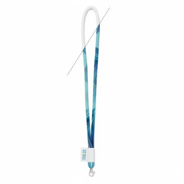 Rohrförmiges Polyester-Lanyard mit eingenähter Etikette