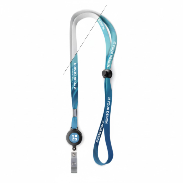 Verstellbares, schmales Polyester-Lanyard mit ausziehbarem Karabiner