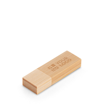 Personalisierbar USB Stick mit Bambusholzgehäuse und Schutzkappe