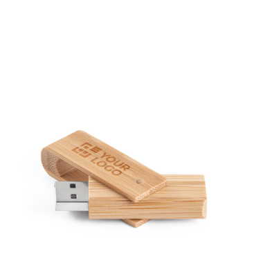 Personalisierbarer drehbarer USB Stick aus Bambusholz
