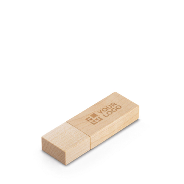 Personalisierbarer drehbarer USB Stick aus Bambus oder Ahornholz