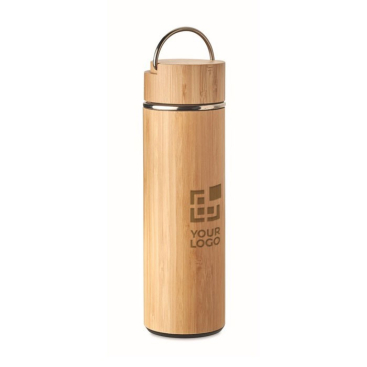 Thermosflasche aus Edelstahl mit Bambusoberfläche, 480 ml
