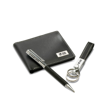 Geschenkeset mit Kugelschreiber, Schlüsselanhänger und Brieftasche