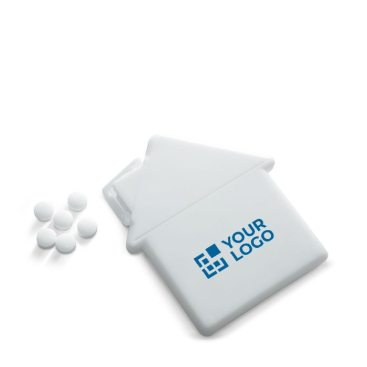Pfefferminzspender in Form eines Hauses als Giveaway für Messen