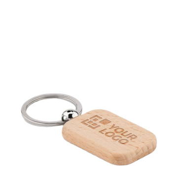 Rechteckige Holzschlüsselanhänger mit Logo bedrucken oder gravieren