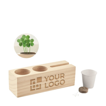 Stiftehalter aus Holz mit Handyhalter und Samen