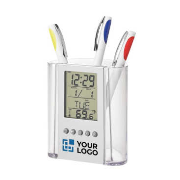 Stiftehalter mit Display für Zeit, Alarm, Kalender und Temperatur
