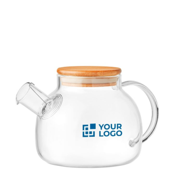 Teekanne aus Borosilikatglas mit Bambusdeckel und Teesieb, 750 ml