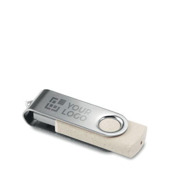 Nachhaltiger USB-Stick mit Metallclip und Gehäuse aus Weizenstroh