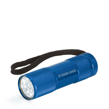 Farbige Taschenlampe aus Aluminium mit 9 LEDs und Halteschlaufe