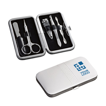 Exklusives Maniküre Set im Etui aus Lederimitation mit Logo bedruckt