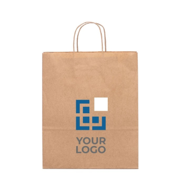 Große Kraftpapiertüte in Naturfarbe mit Logo, 115 g/m²