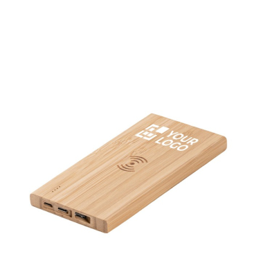 Kabellose Powerbank aus Bambus für nachhaltiges Image, 5.000 mAh