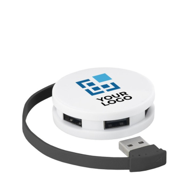 USB-Hub aus ABS in runder Form mit 4 Ports mit Logo