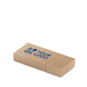 Flacher USB-Stick aus Holz mit Magnetverschluss für Logo