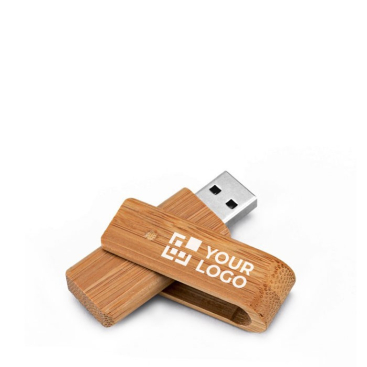 Nachhaltiger drehbarer USB-Stick aus Bambusholz als Werbemittel
