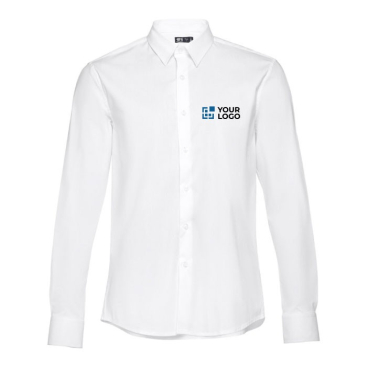 Tailliertes Langarm-Hemd mit Logo für Herren, 115 g/m², THC Paris
