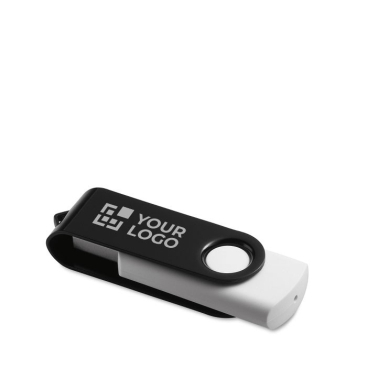 USB-Stick mit weißem Gehäuse und farbigem Metallclip als Werbemittel