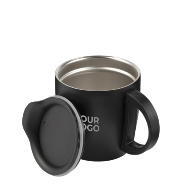 Kaffeebecher mit Griff und rutschfestem Boden Ansicht mit Druckbereich