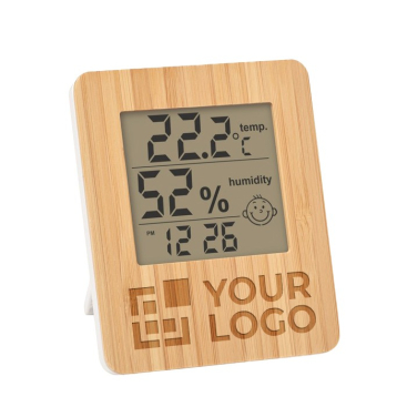 Wetterstation mit Bambusfront mit Logo
