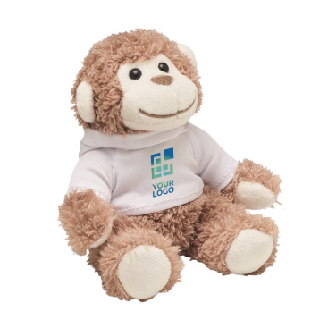 Plüschtier Affe mit weißem Hoodie als bedruckbares Werbegeschenk
