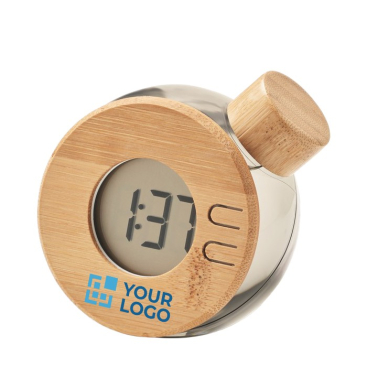 Wasserbetriebene LCD-Uhr mit Bambusdetails und Speicherbatterie