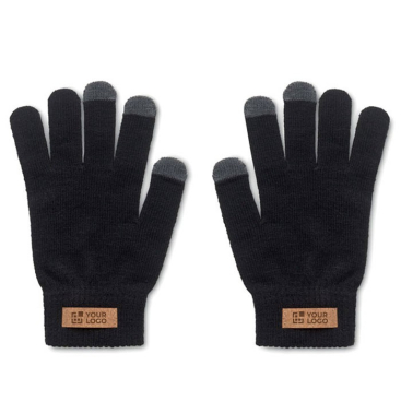 Taktile Handschuhe aus RPET Polyester mit Korketikett