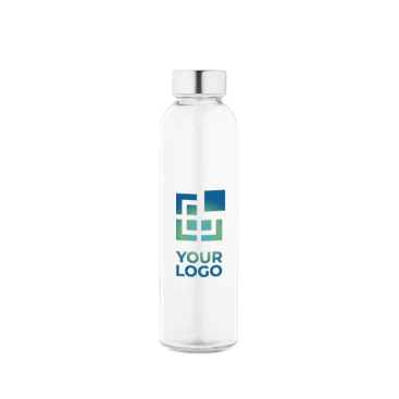 Transparente Glasflasche mit Schraubverschluss Ansicht mit Druckbereich