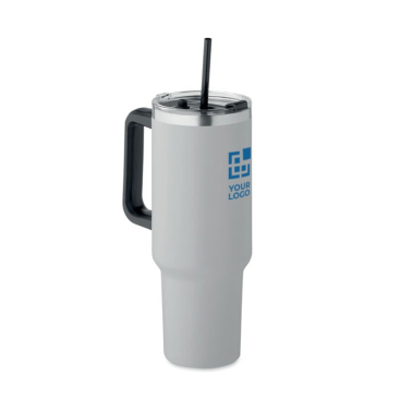 Becher aus recyceltem Edelstahl mit Strohhalm 1,2 L