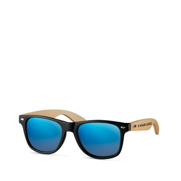 Sonnenbrille mit Bambusbügel und verspiegelten Gläsern, UV400 Schutz