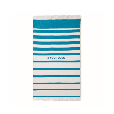 Handtuch SEAQUAL® Mix mit recyceltem Polyester, 300 g/m2, 100x170cm Ansicht mit Druckbereich