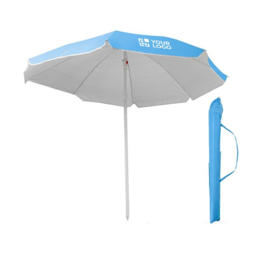 Farbiger Sonnenschirm aus Nylon mit weißem Rand, Ø 180 cm