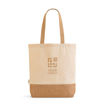 Einkaufstasche aus recycelter Baumwolle mit Jute, 180 g/m2, Hauptansicht