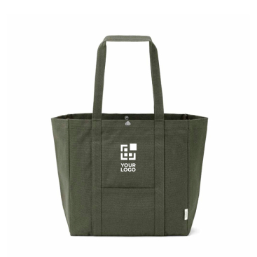 Einkaufstasche aus recycelter Baumwolle mit Druckknopfverschluss, 360 g/m²