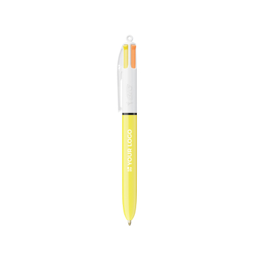 Kugelschreiber aus Kunststoff mit gelbem Schaft und 4-Farben-Tinte Sun BIC®