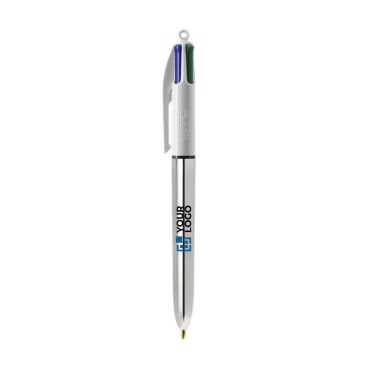 Kugelschreiber aus Kunststoff mit Metalloptik und 4 Farben Tinte BIC®
