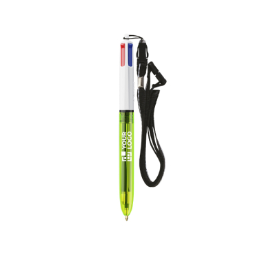 Kugelschreiber aus Kunststoff mit Lanyard, 3 Farben Tinte und 1 Textmarker BIC®