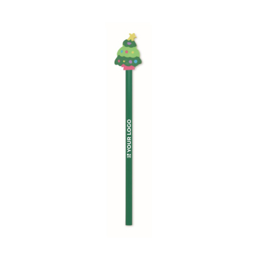 Bleistift aus Pappelholz mit Weihnachtsmotiven und Radiergummi