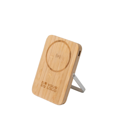Magnetische kabellose Powerbank aus Bambus mit Halterung 5.000 mAh