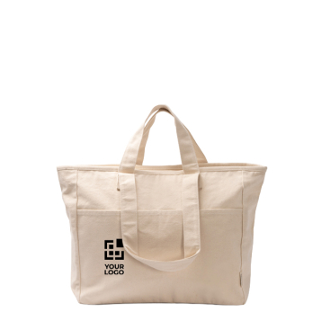Baumwolltasche recycelt mit Reißverschluss und Taschen 420 g/m2