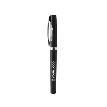 Rollerball aus Kunststoff mit metallisiertem Schaft und blauer Tinte
