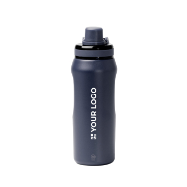 Recycelte Edelstahlflasche mit transparentem Deckel 600 ml