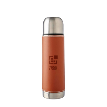 Edelstahlflasche mit abnehmbarer Hülle aus Leder, 400 ml