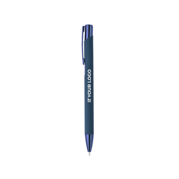 Druckkugelschreiber aus recyceltem Aluminium und Gummi, blaue Tinte