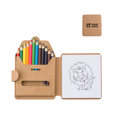 Malset aus Karton mit Buntstiften und Kindermotiven
