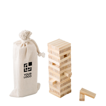 Geschicklichkeitsspiel mit FSC-Kiefernholz im Baumwollbeutel